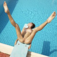 Slender Hegre beauty Alice posing nude on diving board