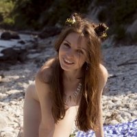 Adorable slim girl showing her nude body outside SO SWEET!