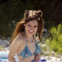 Adorable slim girl showing her nude body outside SO SWEET!