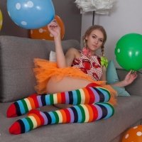 Slim and petite girl Lili naked in the living room