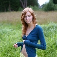 Shy redhead girl nudes outdoors